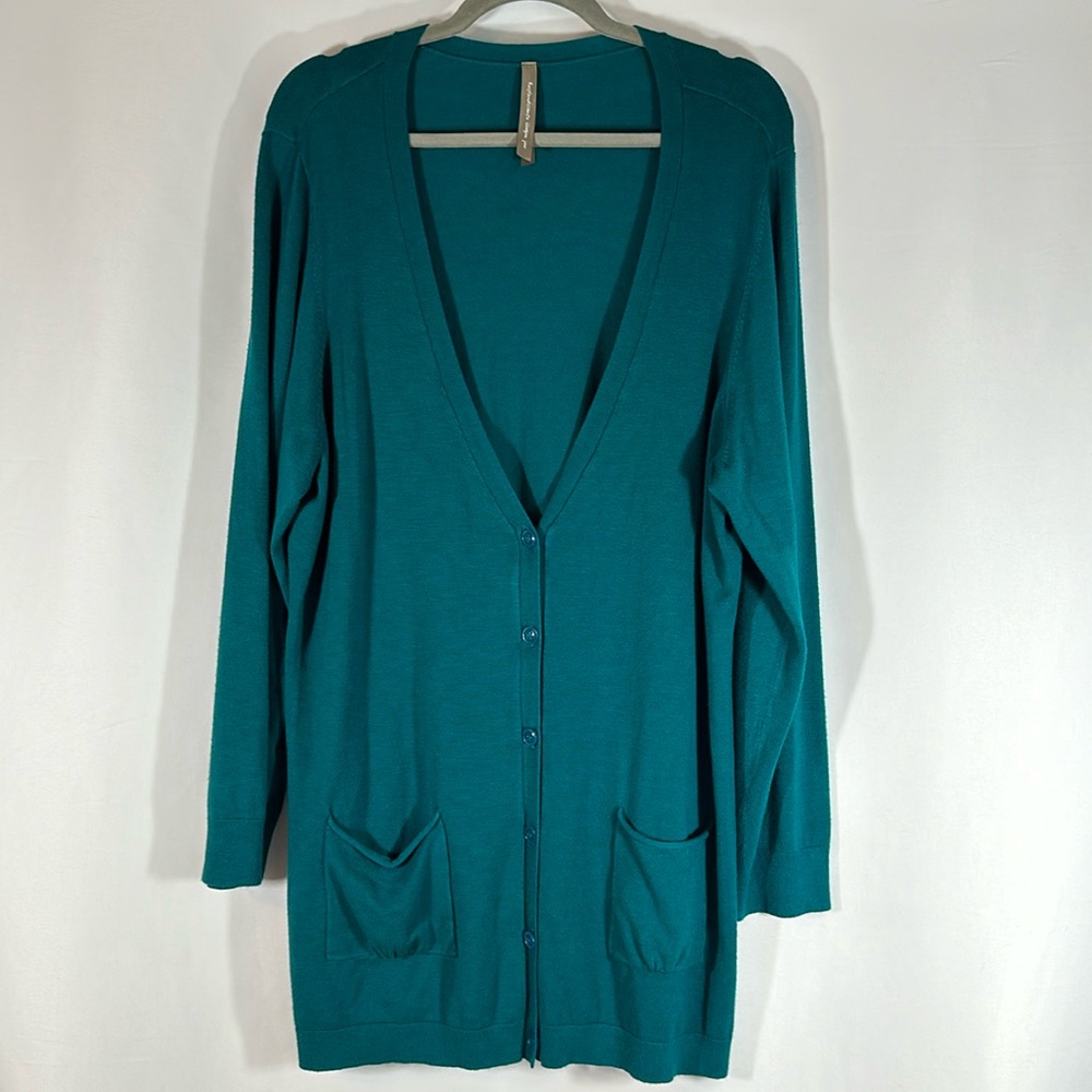 Penningtons Dark Turquoise Button Down Cardigan Sweater